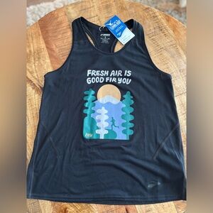 NEW Black Brooks Running Tank Sz S Fresh Air is Good for You Run Happy